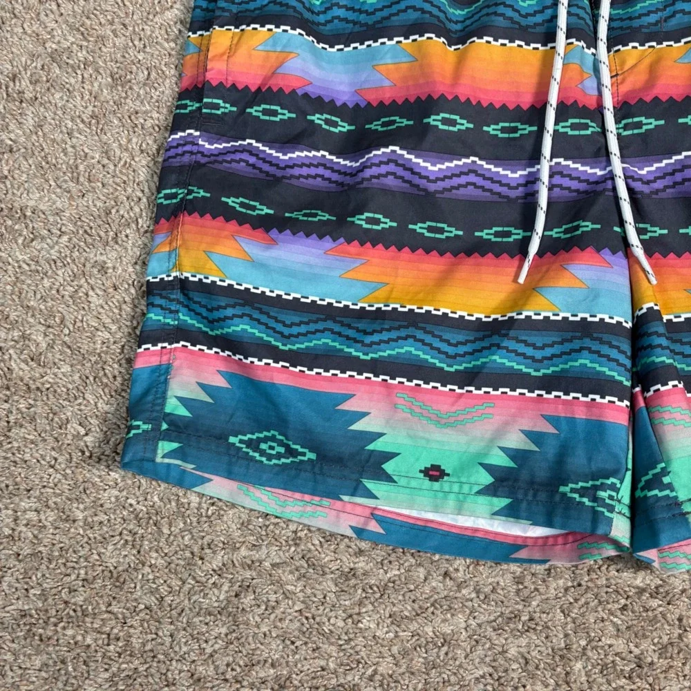 No Boundaries Swim Trunks Men's Large Aztec Print Elastic Waistband‎ Drawstring